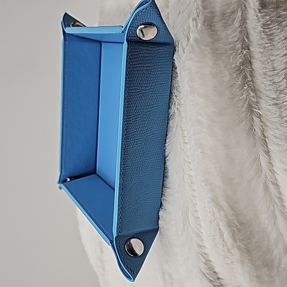 Faux Leather Jewelry Tray Powder Blue Reptile Textured Organizer - Picture 3 of 12